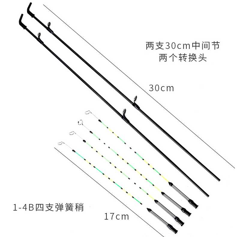 筏钓发光LED弯头竿稍弹簧弯头改装稍弯船桥排筏钓发光LED筏竿杆稍-图1