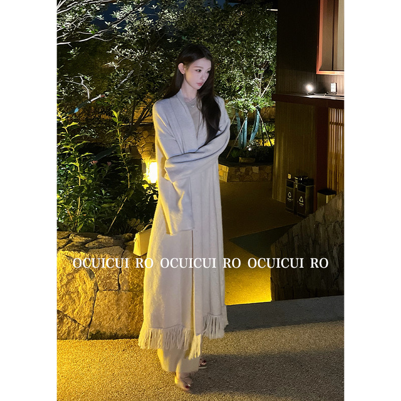 CUICUI崔崔【悄然心动】羊毛慵懒风长款浴袍大衣女气质毛呢外套秋,淘宝优惠券,粉丝福利购,淘宝优惠卷