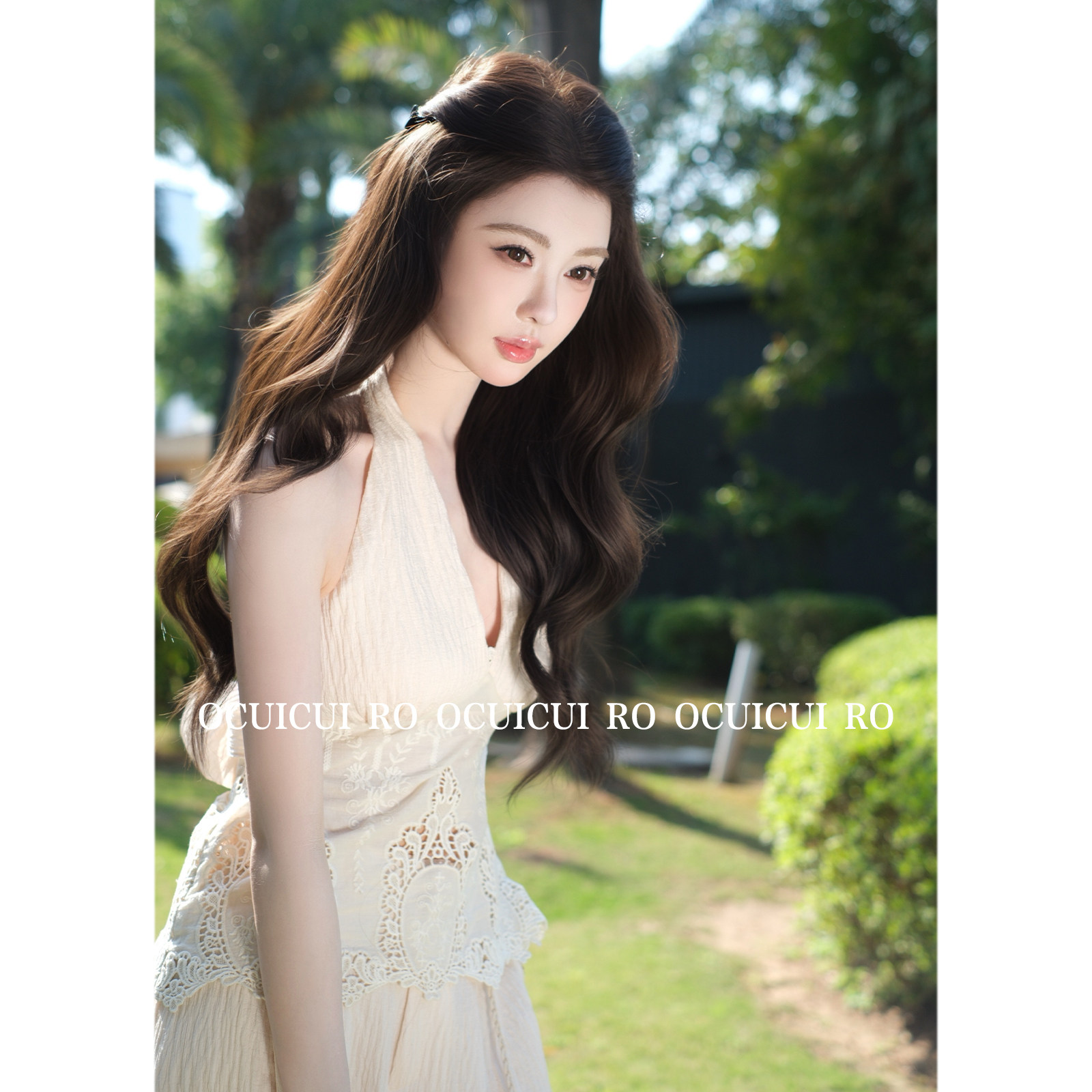 CUICUI崔崔【海岛之约】优雅无袖挂脖吊带背心女休闲裤度假风套装,淘宝优惠券,粉丝福利购,淘宝优惠卷