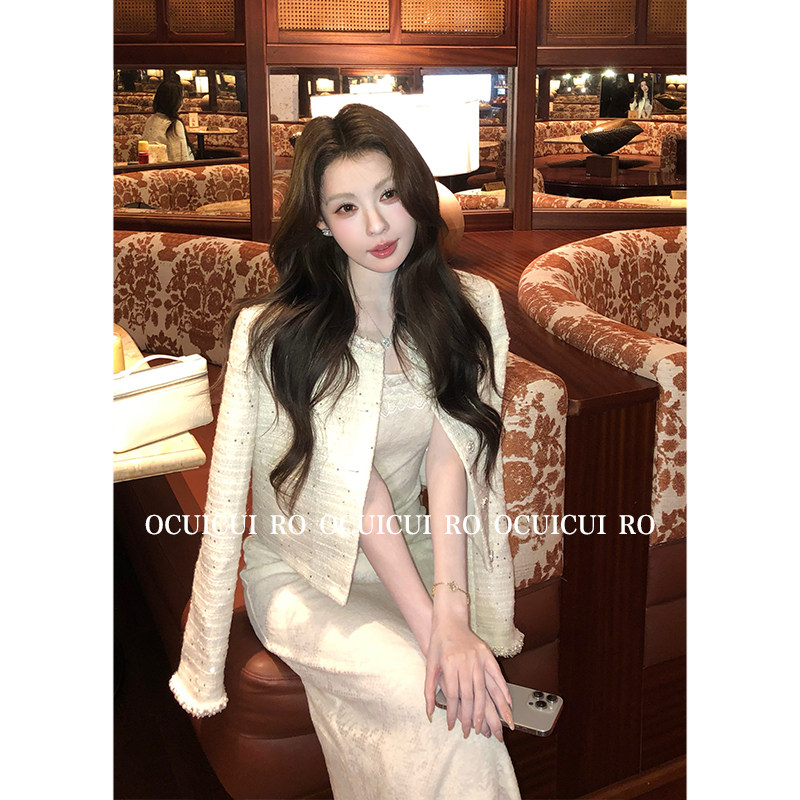 CUICUI崔崔【月白序曲】"铂金白月光"精致漂亮！小香风外套+长裙,淘宝优惠券,粉丝福利购,淘宝优惠卷