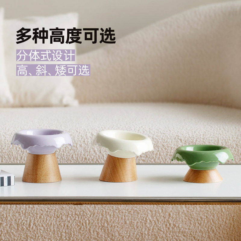 跨境创意陶瓷猫碗宠物碗脚防打翻猫咪粮碗狗食盆斜口护颈饮水碗,淘宝优惠券,粉丝福利购,淘宝优惠卷