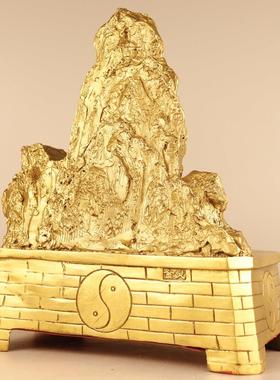 精工纯铜金山银山大号铜泰山招财进宝黄铜靠山招贵人事业有成摆件