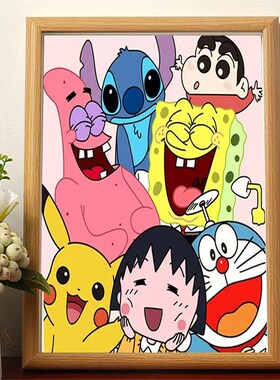 派大星原创生日快乐原木色相框7寸实木创意摆件卧室装饰生日礼物
