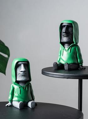 北欧创意树脂工艺品摆件客厅电视柜办公室桌面装饰品复活节岛石像