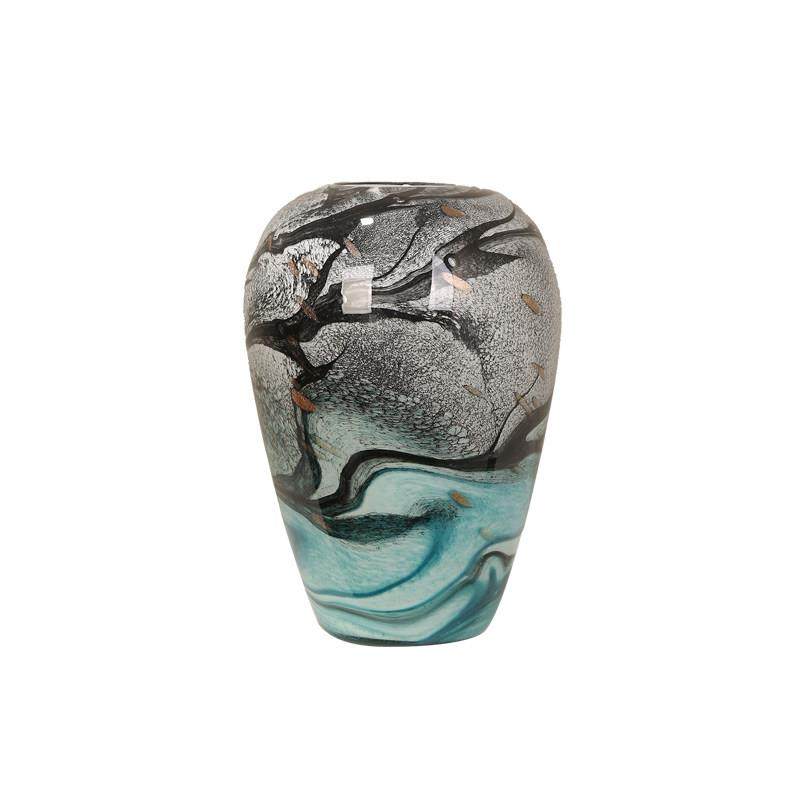 彩色墨兰玻璃花瓶摆件现代轻奢样板间玻璃装饰品餐桌插花摆设复古,淘宝优惠券,粉丝福利购,淘宝优惠卷