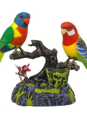 创意可爱彷真声控小鸟摆件房间书房炫光桌面客厅家居装饰摆件摆设