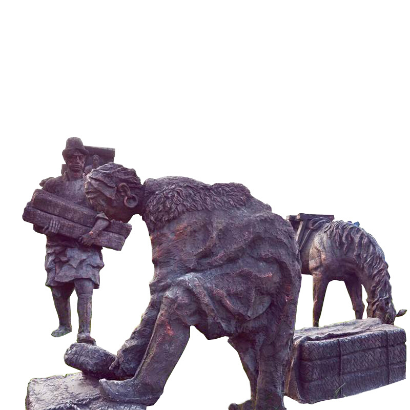 景观园林茶马古道人物铸铜雕塑定制户外大型玻璃钢仿铜马帮雕塑品 - 图3