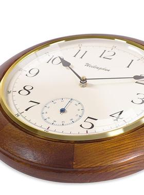 威灵顿挂钟实木挂钟客厅居家挂钟挂表圆形G10504