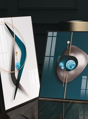 直销挂画带钟客厅装饰墙壁画三件套大气三联画背景餐厅挂画钟