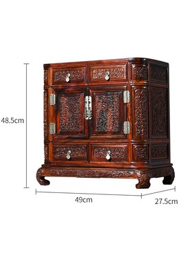 天纵老挝大红酸枝雕花茶水柜交趾黄檀H红木床头柜实木首饰柜龙柜