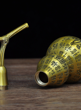 黄铜招财百福葫芦摆件福禄新中式招财摆设家居客厅电.视柜装饰品