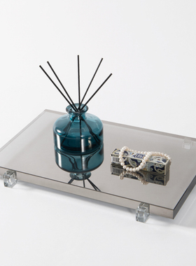 现代轻奢透明玻璃水o晶托盘样板间客厅收纳盘长方形创意果盘装饰