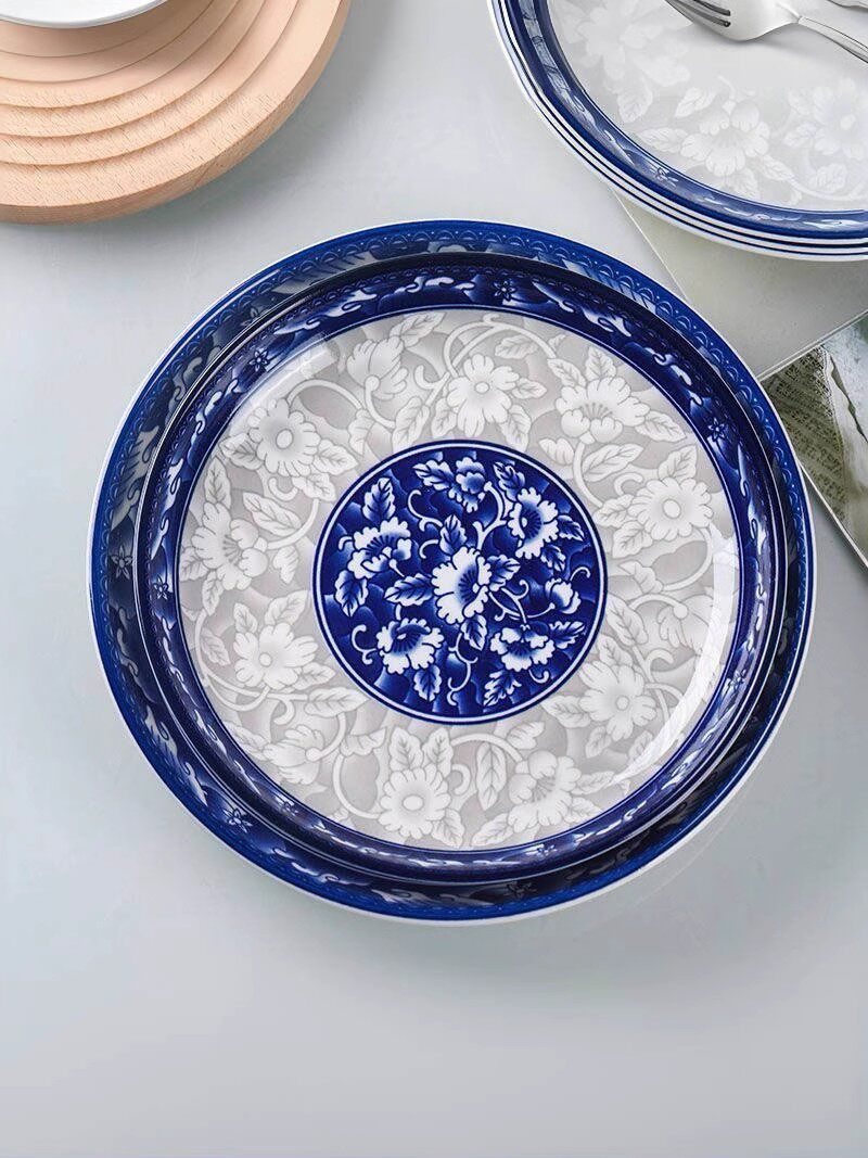 4只10英寸盘子菜盘家用大号烧菜盘创意个性圆形盘子小龙虾大盘鸡