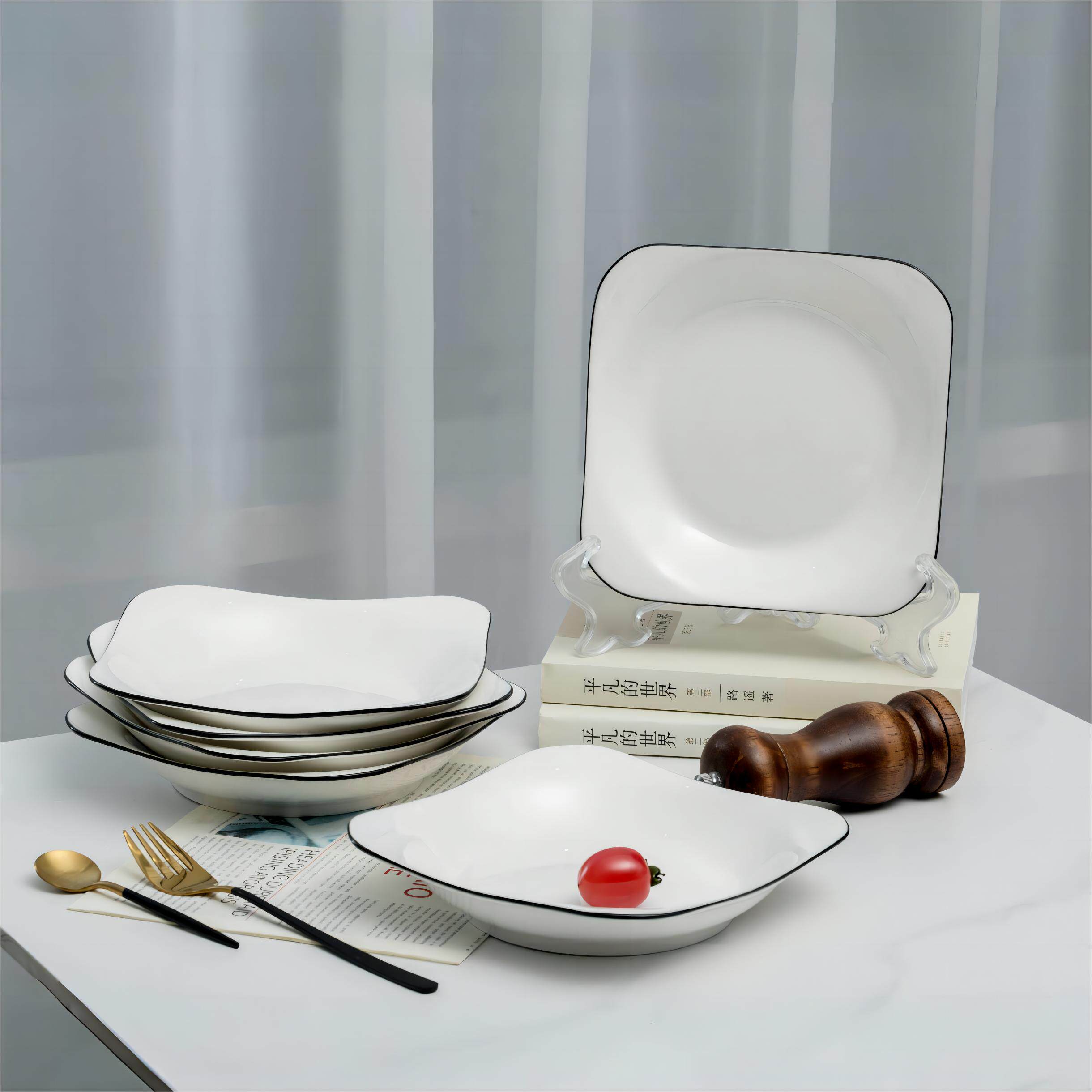 方盘子家用四方形极简凉菜盘子ins高颜值碟子ins风现代如意盘圆盘
