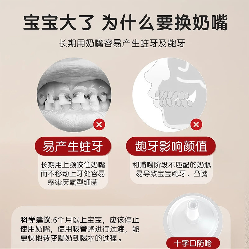 ubmom吸管奶瓶6个月1-2-3岁以上宝宝直饮吸管杯喝奶重力球防呛漏