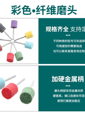 尼龙磨头金属除锈工具圆柱形抛光轮不织布纤维轮电磨头打磨头纤维