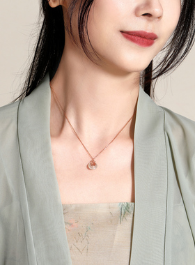 梦金园和田玉银项链送礼