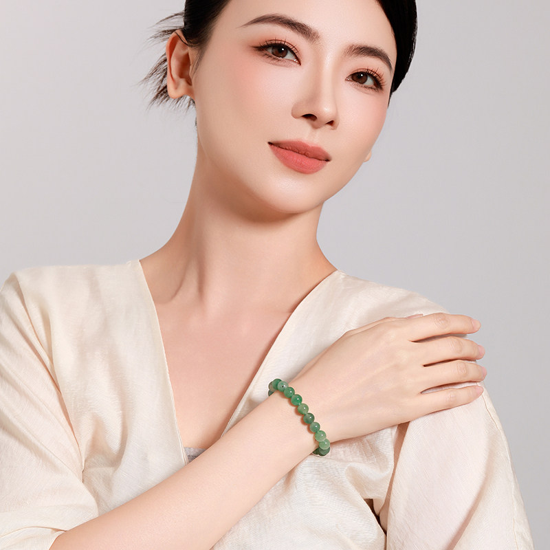 梦金园天然非洲翠圆珠手链飘花玉珠手串DIY珠串配证书送生日礼物,淘宝优惠券,粉丝福利购,淘宝优惠卷