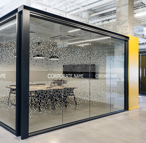 UV彩白彩超透商场双面玻璃门装饰贴纸静电贴膜办公室腰线磨砂透明 - 图1