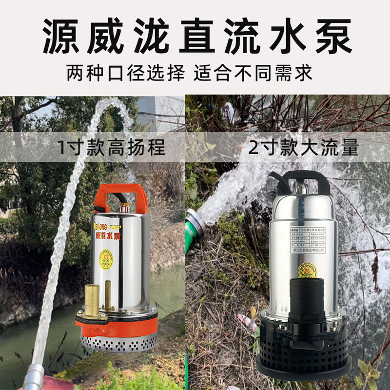 直流潜水泵12V24V48V60V72伏电动车电瓶车通用专用农用灌溉抽水机 - 图0