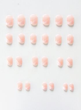 24pcs French Fake Nails Short Art Nail Tips Press Stick on F