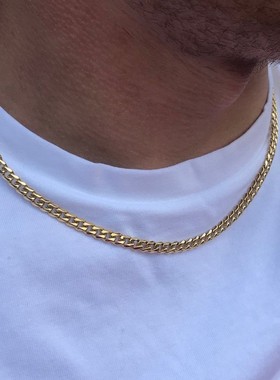 less Steel Figaro Cuban Chain Necklace For Men Women Jewelry