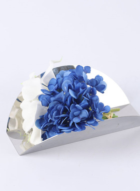 现代简约欧式轻奢几何折边u银色托盘果盘摆件样板房售楼处软装饰