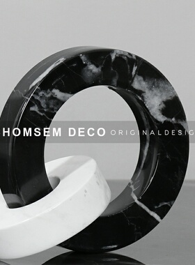 现代轻奢大理石几何摆件家居创意软装F饰品样板房间售楼处玄关摆