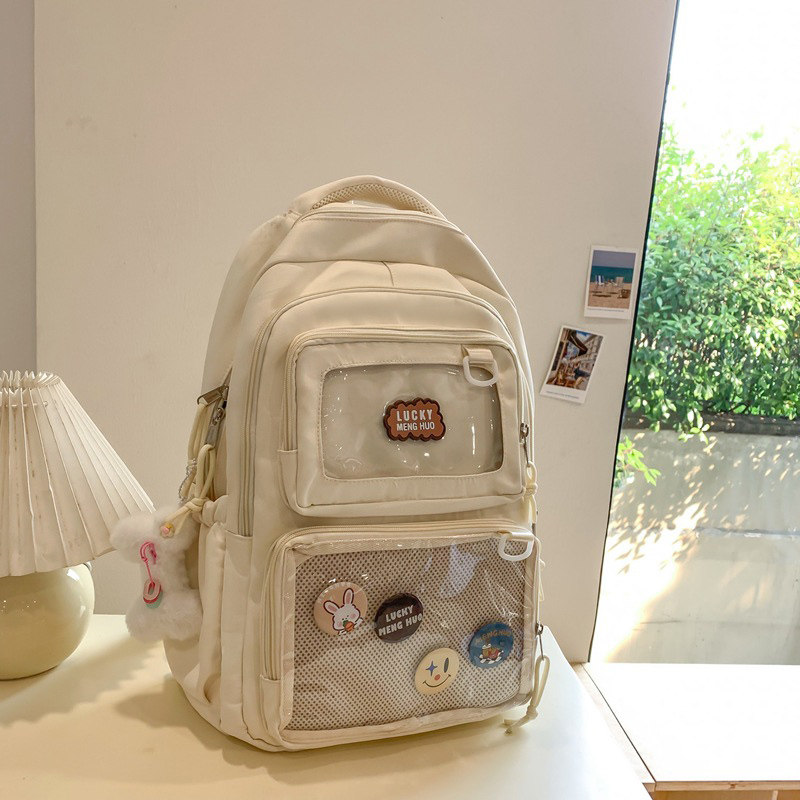 韩国新款学院风大容量双肩包女透明痛包学生书包日常百搭校园背包,淘宝优惠券,粉丝福利购,淘宝优惠卷