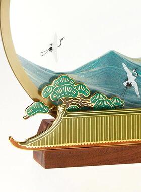 马鹿丹鹤青云流沙画摆件装饰客厅办公室领导高档礼品定制客户礼物