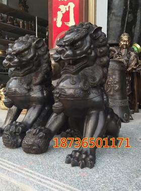 铜器纯铜狮子一对镇宅雄狮大号宫门狮家居动物门厅工艺品摆件