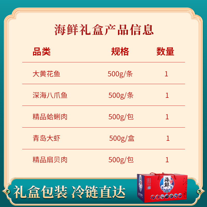 青岛海鲜礼盒海鲜大礼包年货春节送礼企业团购鲜活冷冻福利套餐