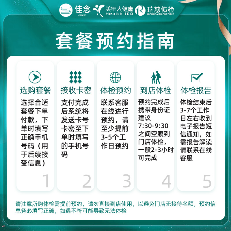 佳念瑞慈体检套餐中青老年身体检查男女士体检卡北京上海全国通用