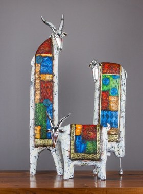 树脂油画绵羊动物摆件 欧式田园D电视柜客厅玄关家居装饰工艺品