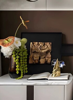 样板间样板房卧室k床头柜成品花艺花瓶花器装饰画装置个性创意摆