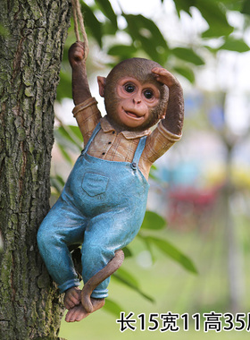 仿真树脂猴子摆件花n园装饰 庭院树上装饰 户外挂件创意动物摆件