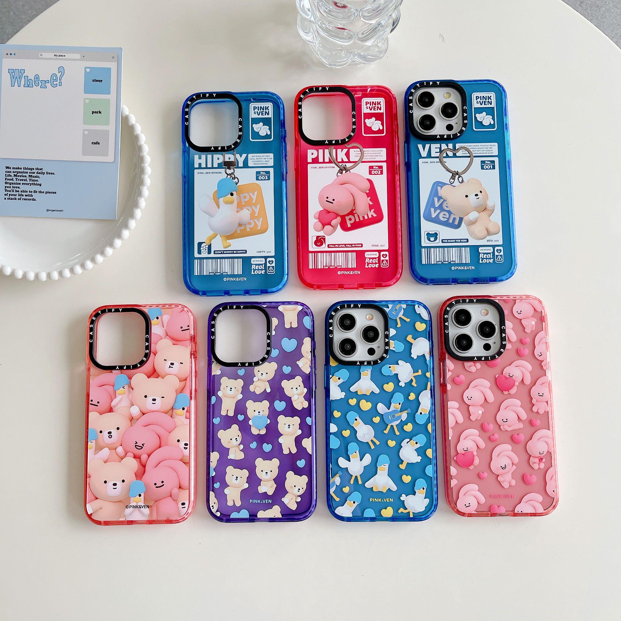 CASETi小熊兔兔和小鸭PINK&VEN苹果15适用iPhone14ProMax明星同款13Pro可爱12防摔保护iphone15pro新款手机壳 - 图0