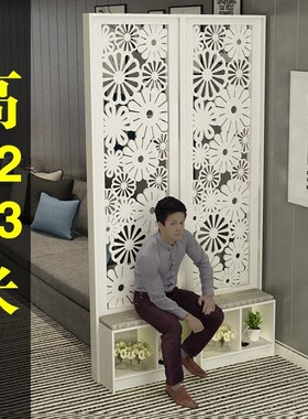 简约现代屏风隔断客厅玄关现代家用叠折屏座屏镂R空雕花卧室玄关