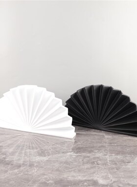 现代极简树脂扇j形艺术装饰摆件客厅卧室玄关书房酒店民宿家居饰