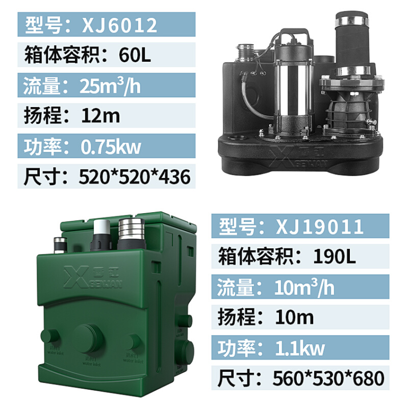 香江家用商用全自动污水提升器提升泵马桶地下室洗手盆厨房排污泵-图2