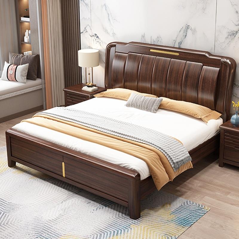胡桃木实木床1米5箱体储物卧室家具双人床中式小户型家用1米8大床 - 图2