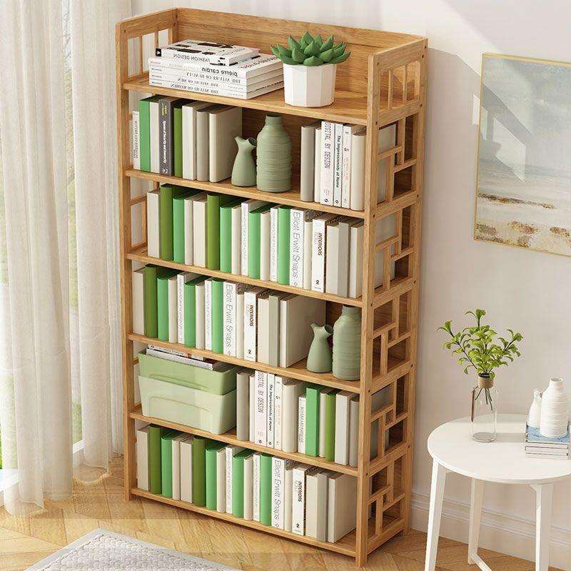 小书架落地简约现代儿童简易书柜置物架桌上收纳创意实木学生多层 - 图1