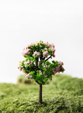 苔藓微景观摆件铁丝树DIY造景枫树黄色粉色桃木花树满天星素材