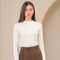 Semi-high collar wool Garnapped undershirt woman long sleeve stand outside wearing big code 100 lap warm blouses to be slim fit