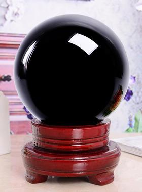 正品大小号黑色水晶球黑曜石摆件 招财家居客厅摆件开业乔迁礼品