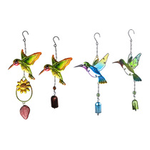 Minjie creative bee bird kingfisher metal wind bell glass painted handicraft home creative bell Bell Hanging Decoration Factory Goods Straight