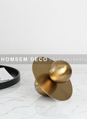 新品现代简约轻奢风 金r属创意球形摆件 样品房间客厅软装饰品摆