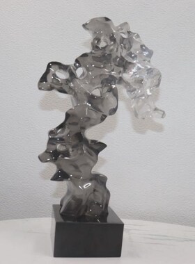 样板间创意透明太湖石雕塑摆件样板间售楼处家具客Y厅书房新中式