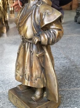 覆古纯铜一代天骄成吉思汗铁木真站像居家客厅办公室风水铜像摆件