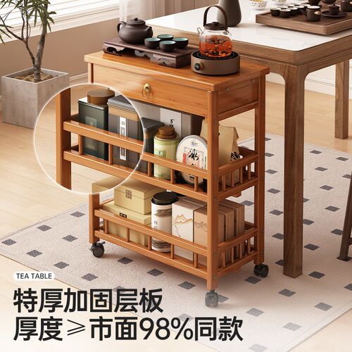 茶柜置物架茶水柜办公室茶叶柜中式移动茶台桌边柜茶具收纳储物柜 - 图1